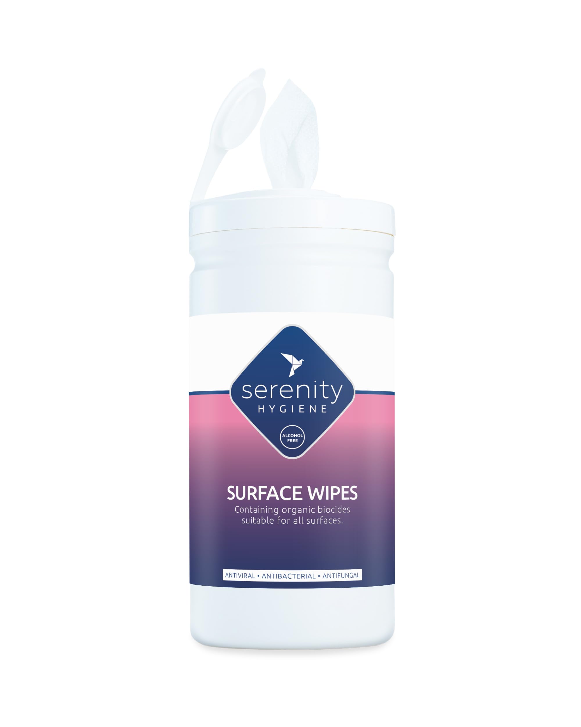 Antibacterial Surface Cleaning Wipes - Alcohol Free Sanitising for all Hard Surfaces - Made in UK - Refillable Tub of 150 Large Strong Wet Wipes - Tub Pack of 1