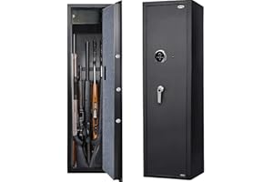 BBRKIN Large Biometric Rifle Safe, Quick Access 5-7 Gun Fingerprint Metal Rifle Gun Security Cabinet (with/Without Scope) with Separate Pistol/Handgun Lock Box (New and Improved Biometric Fingprint Rifle)