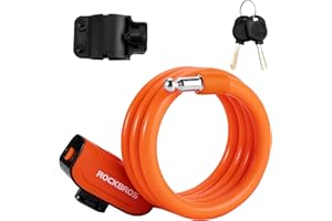 ROCKBROS Bike Lock Cable 4 Feet Bicycle Cable Lock with Mounting Bracket 2 Secure Keys 1/2 Inch Diameter