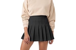 SCKTOO Womens Girl High Waisted Pleated Tennis Skirt School A-Line Skater Skirts with Lining Shorts