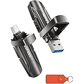 MOVE SPEED 256GB Thumb Drive, 1000MB/s Read Write Speed, USB 3.2 Gen2+Type C Dual Interface SSD Drive with Leather Case Memory Stick for iPhone 15, 16, 17 Series/MacBook/Android/Audio etc(1 Pack)
