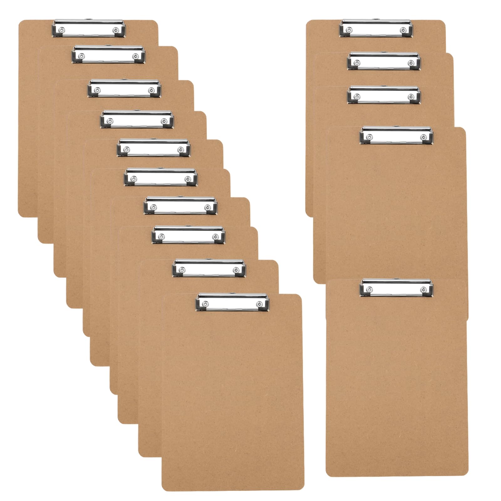 ZEONHEI 15 Pack A6 Mini Clip Boards, Hardboard Wooden A6 Clipboards with Hanging Hole and Low Profile Metal Clip, Brown Memo File Clip Board for Office, Restaurant, Office Supplies