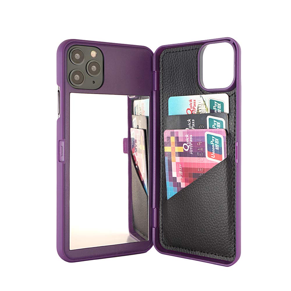 W7ETBEN iPhone 11 Pro Max Case,Hidden Back Mirror Wallet Case with Stand Feature and Card Holder for Apple iPhone 11 Pro Max (2019) 6.5 inch (Purple)