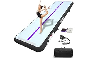 LVAOSTT Gymnastics Air Mat Tumbling Mat 13ft/16ft/20ft Tumble Track, Inflatable Tumbling Mat 4/8 inch Thickness Gymnastics Air Training Mats with Electric Air Pump for Home Use/Tumbing Meditation/Cheerleading/Water Use