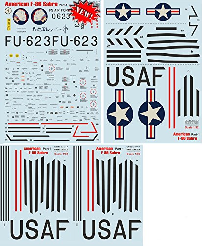 WET DECAL FOR AIRPLANE AMERICAN F-86 SABRE PART-1 WWII 1/32 PRINT SCALE 32-017