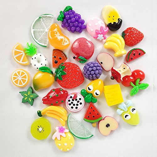 30 Pieces Slime Charms Fruit Beads for DIY Crafts Scrapbooking