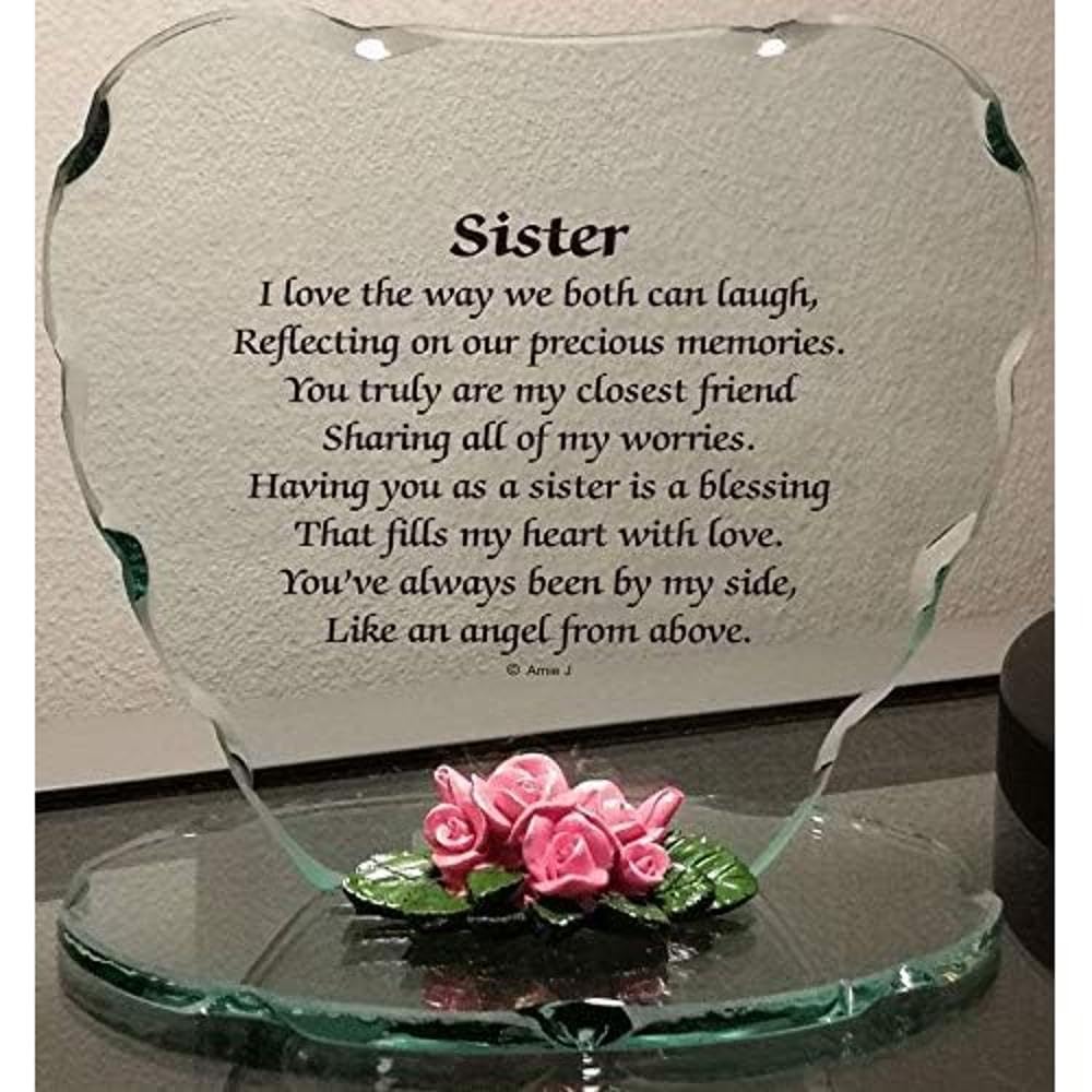 Onlinestreet Glass Plaque Gift for Sister Beautiful Poem a Lovely Plaque, Which Makes a Really Thoughtful Gift for any occasion, Birthday, Mothers day, Wedding, Christmas etc,