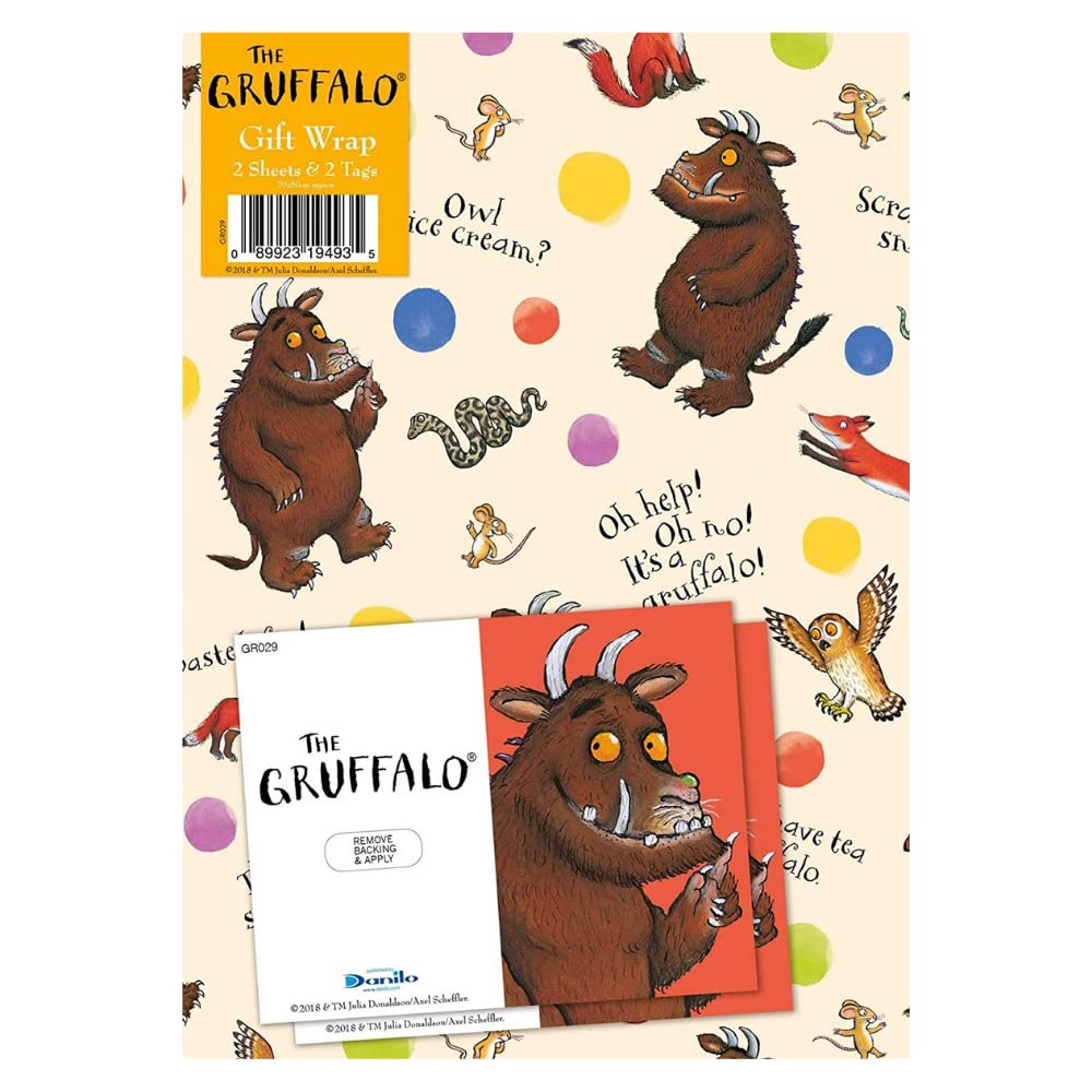 The Gruffalo Wrapping Paper 6 Sheets 6 Tags Sheet Size 70cmx50cm Official Product Responsibly Resourced