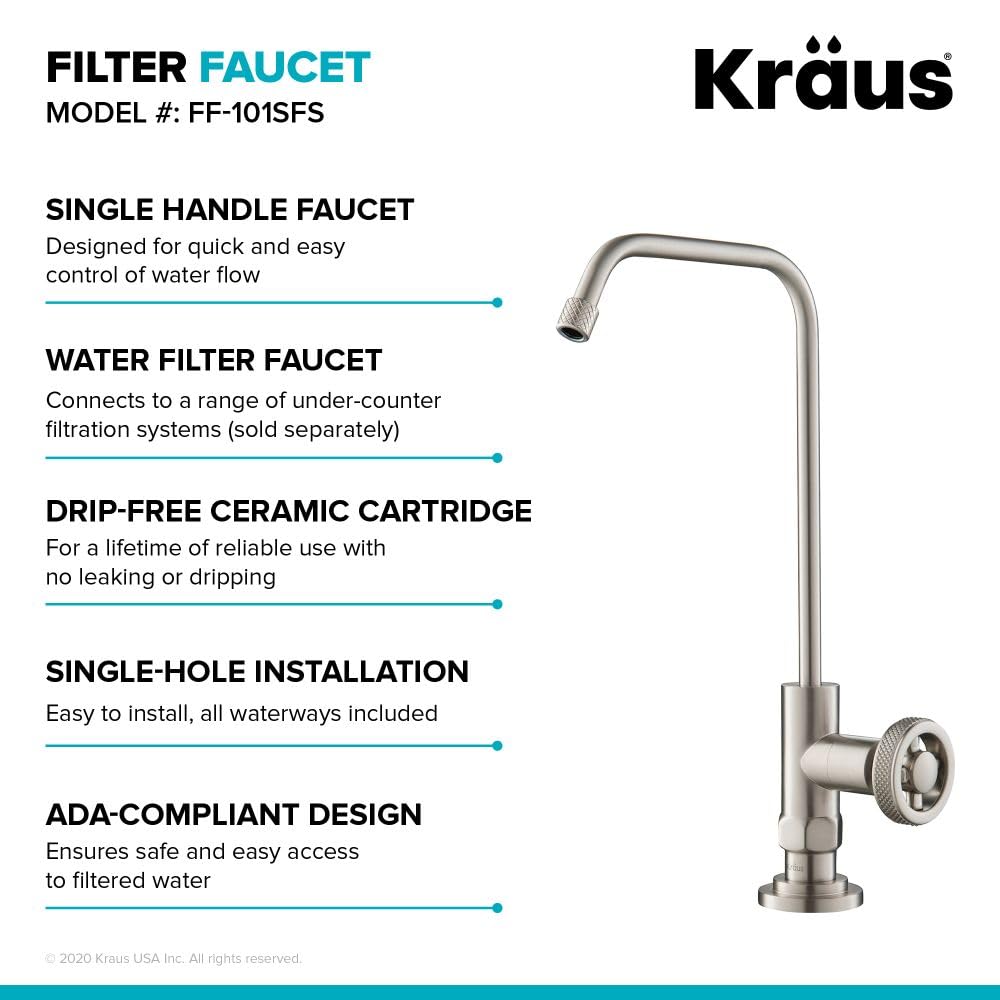 KRAUS Urbix 100% Lead-Free Kitchen Water Filter Faucet in Spot-Free Stainless Steel, FF-101SFS