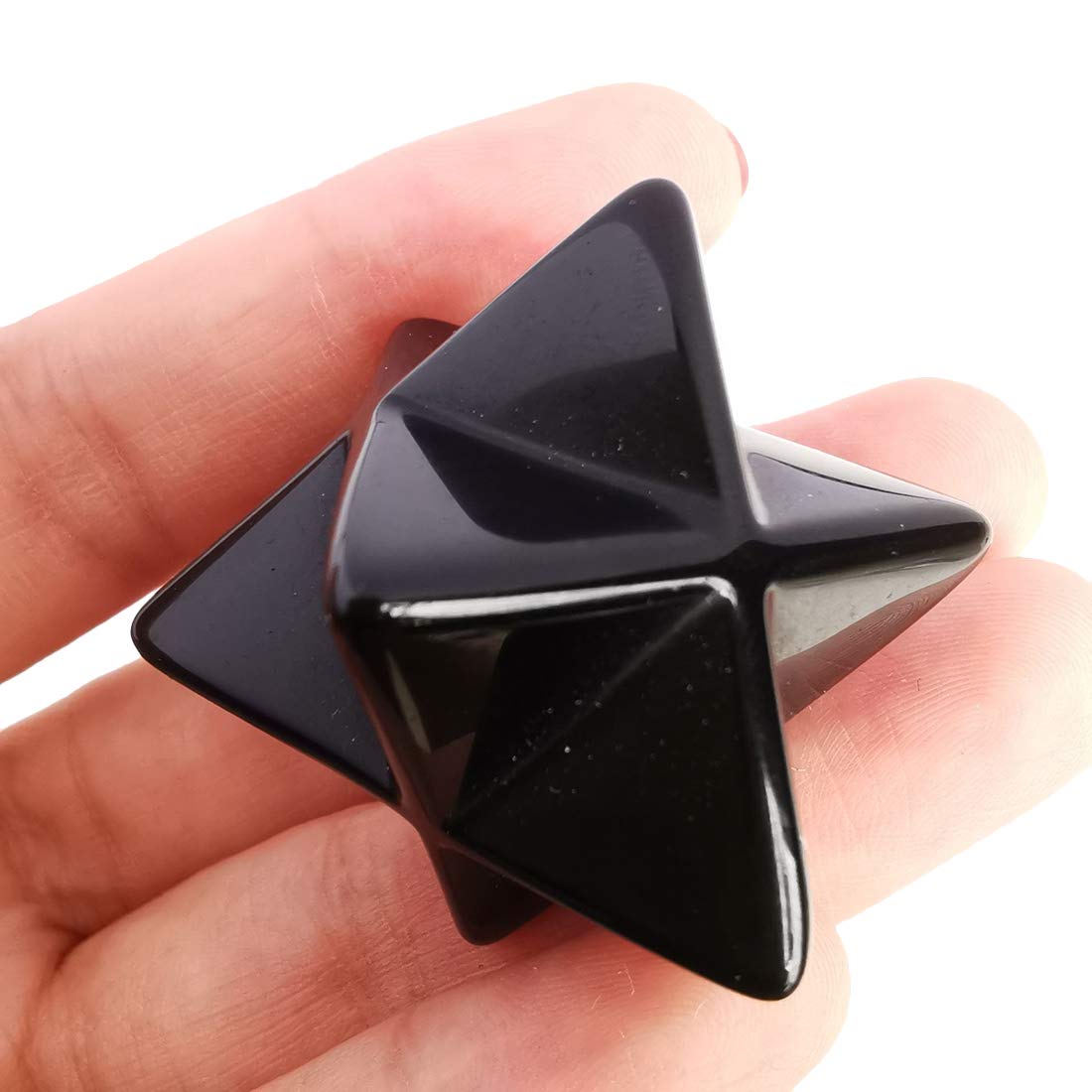 Lovionus89 Natural Black Obsidian Merkaba Crystal Protection Sacred Meditation Energy Generator Healing Chakra Six-pointed Star 1 Inch โ image 1