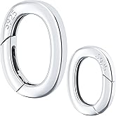 HINZIC 2pcs Sterling Silver Oval Clasp Hypoallergenic Tiny Necklace Shortener Enhancer Carabiner Snap Lobster Clip Spring Wedding Ring Connector for Women Bracelet Jewelry Making - 2 Sizes