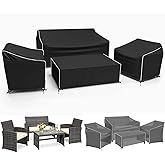 Gasadar Outdoor Furniture Cover Waterproof, 4 Piece Patio Furniture Covers for Patio Loveseat, Chair and Coffee Table, Heavy Duty 600D, Black