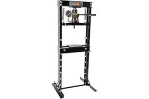 ATTRACOAST 12 Ton Hydraulic Shop Press with Stamping Plates - Heavy Duty h-Frame Garage Floor Press for Bending, Straightening, Installing Bearings & u-Joints