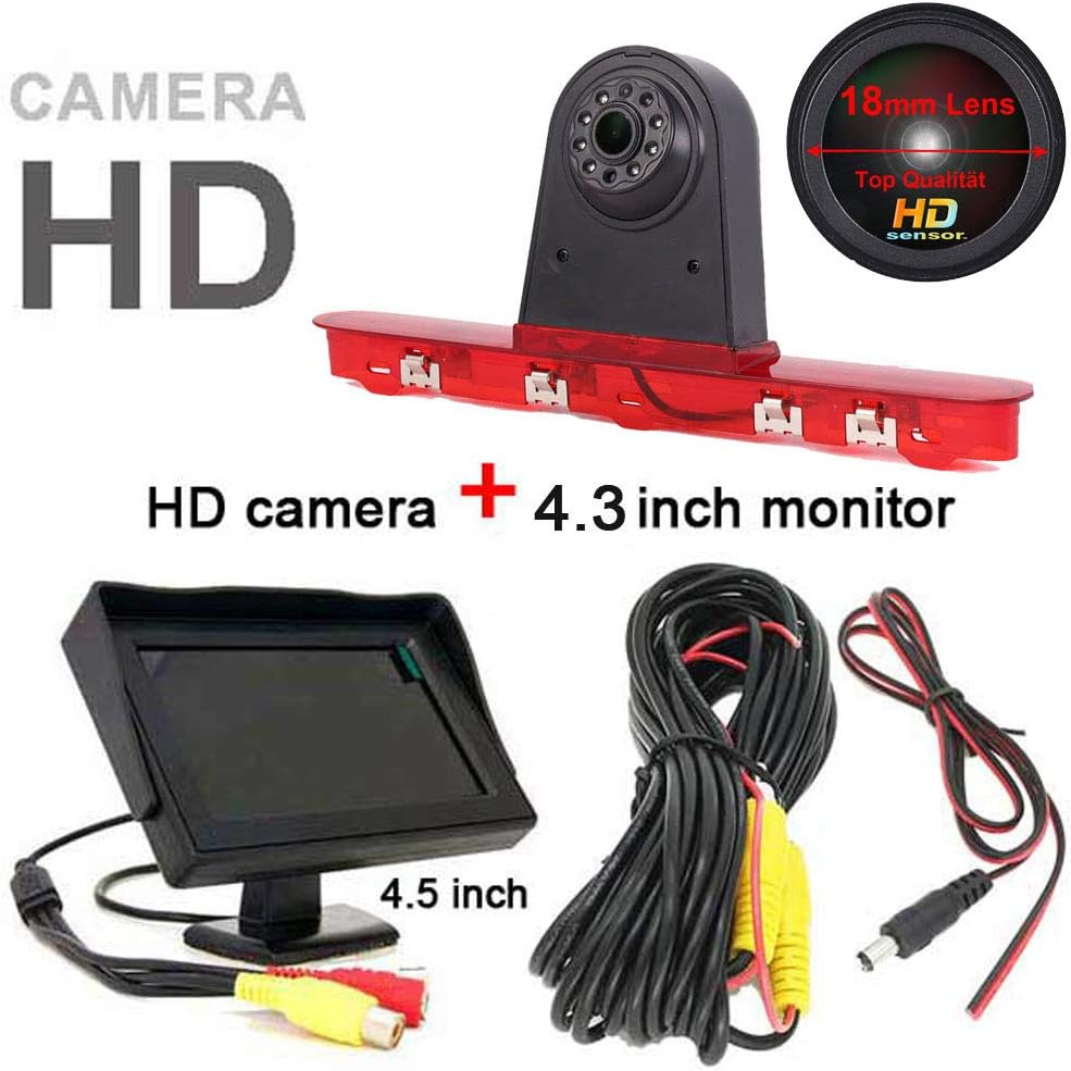 HD IP68 1280Pixels Car Brake Light Roof Rear View Reversing Backup Camera Parking Aids with Angle Adjustable Compatible with Toyota Proace/Citroen Dispatch/Space Tourer/Jumpy/Peugeot Traveller/Expert - Image 3