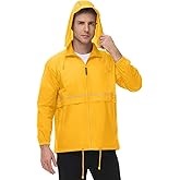 TIHEEN Men's Rain Jacket Cycling Running Jackets Waterproof Raincoat with Hood Windbreaker Hiking Jacket Rain Coat
