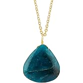 NJCRAFT Pear Natural Cabochon Necklace for Women | Handmade Gemstone Pendant | Wire Wrapped Love Crystal Jewelry | 8–14 mm Stone | Chain 16+2 Inch Adjustable