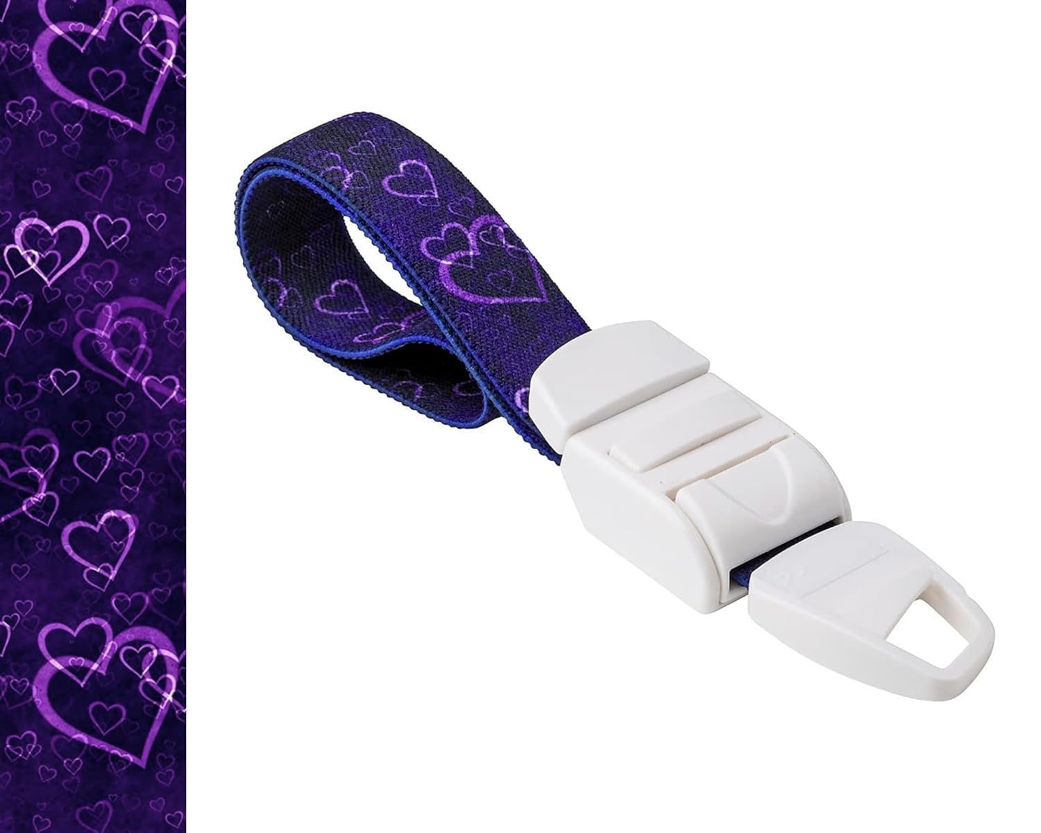 ROLSELEY Medical Nurse Tourniquet with VIOLET/PURPLE HEARTS LOVE Pattern with ABS Plastic Buckle Latex Free Elastic Band Perfect for Doctors, Nurses, Students and Paramedics