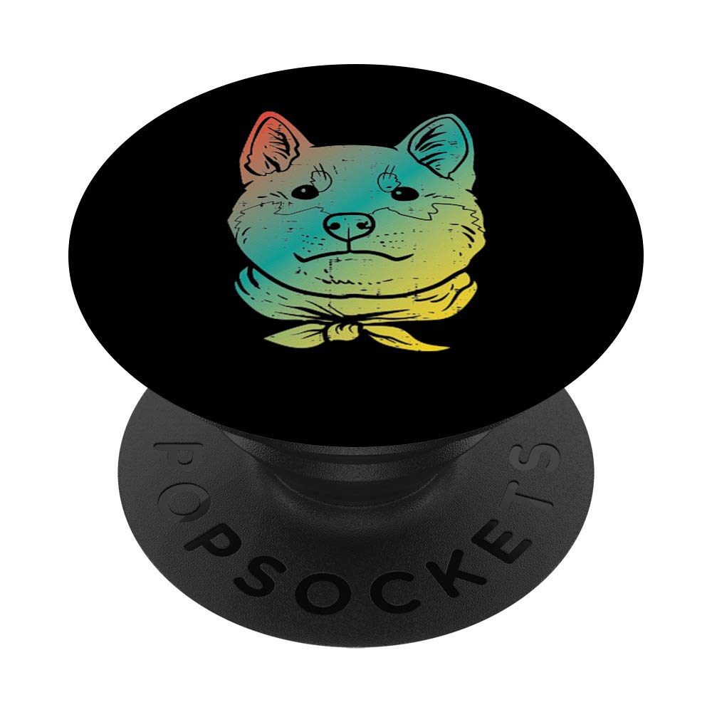 Colorful Shiba Inu Akita Japanese Art Dog Lover Owner Gift PopSockets PopGrip: Swappable Grip for Phones & Tablets