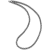 COOLSTEELANDBEYOND Mens Large Wheat Chain Necklace, Foxtail Chain Necklace, Blackened Steel, Hip Hop, 24 Inch