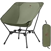 CAMEL CROWN Folding Camping Chair, Lightweight Portable Compact Lawn Chair with Side Pocket for Outdoor Travel Beach Picnic Hiking Backpacking Army Green
