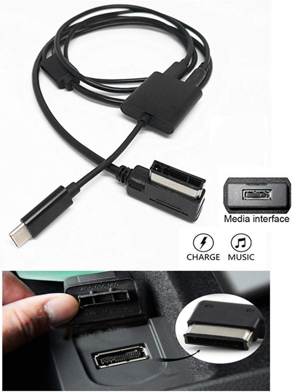 USB C Aux Charge Cable for Mercedes Benz, Car Media Interface Type C