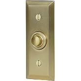 Newhouse Hardware Rectangular Recessed Wired Metal Doorbell Button in Brushed Satin Brass BT6BV-SB, Rectangular Push Button for Doorbell Chime, Door Bell Button Only, Buzzer Button with Beveled Edges
