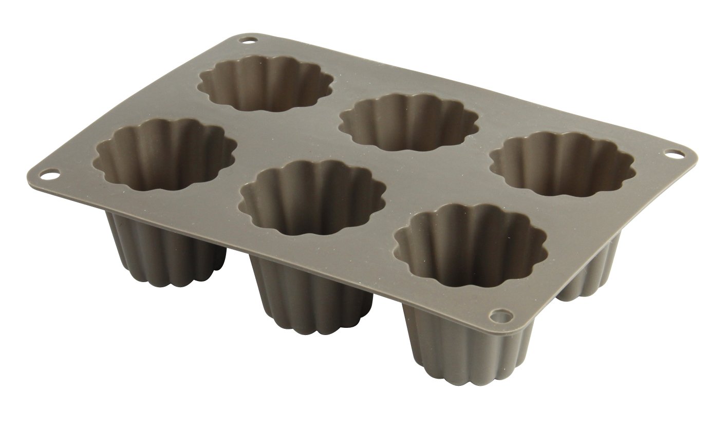 CREALYS Candy 513013 Set of 6 Canelle Moulds 20 x 15 x 5 cm Silicone Grey