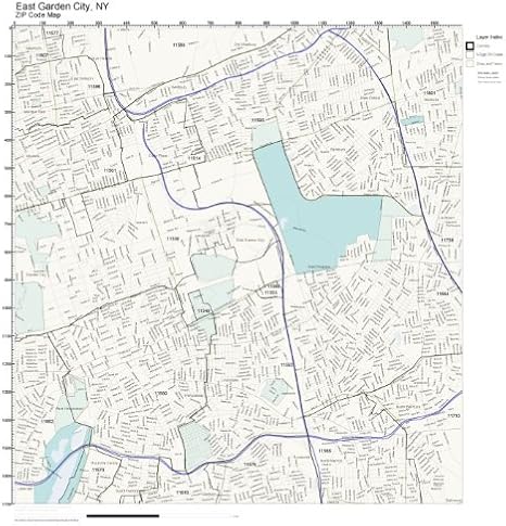 Amazon Com Zip Code Wall Map Of East Garden City Ny Zip Code Map Not Laminated Home Kitchen