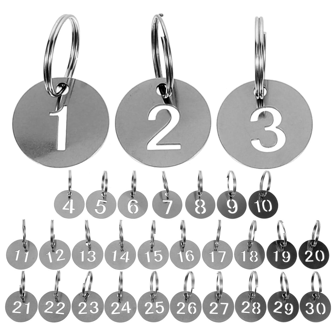 MAGICLULU Numbered Key Tags 30Pcs Round Metal Number Id Tags with Rings for Organizing Keys Lockers and Bags