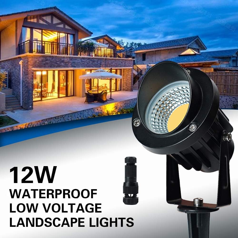 ELEGLO 12W Low Voltage LED Landscape Lights, 12V/24V Landscape Lghting IP65 Waterproof Outdoor Garden Light Ultra Bright for Yard, Patio, Wall, Driveway, Lawn, Pool Decorative(8 Pack with Connector) : Garden & Outdoor