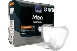 Abena Man Premium Incontinence Guards, (Sizes 0 to 2) Formula 2, 15 Count