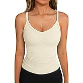 GKBK Tank Tops for Women Spaghetti Strap Ribbed Camisole Tops 2026 Slim Fitted V-Neck Soft Basic Layering Shirts