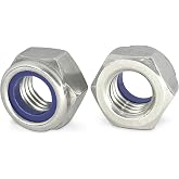 M6-1.0 Nylon Insert Lock Nuts, 50pcs Stainless Steel 304 (18-8) Lock Nuts with Nylon Insert.