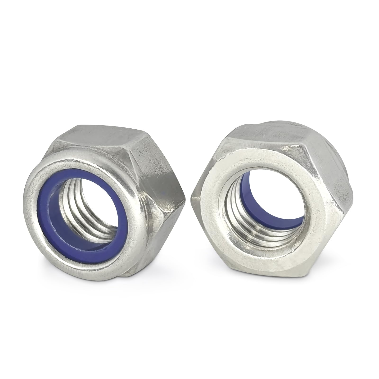 M6-1.0 Nylon Insert Lock Nuts, Stainless Steel 304 (18-8) Lock Nuts with Nylon Insert, 50pcs