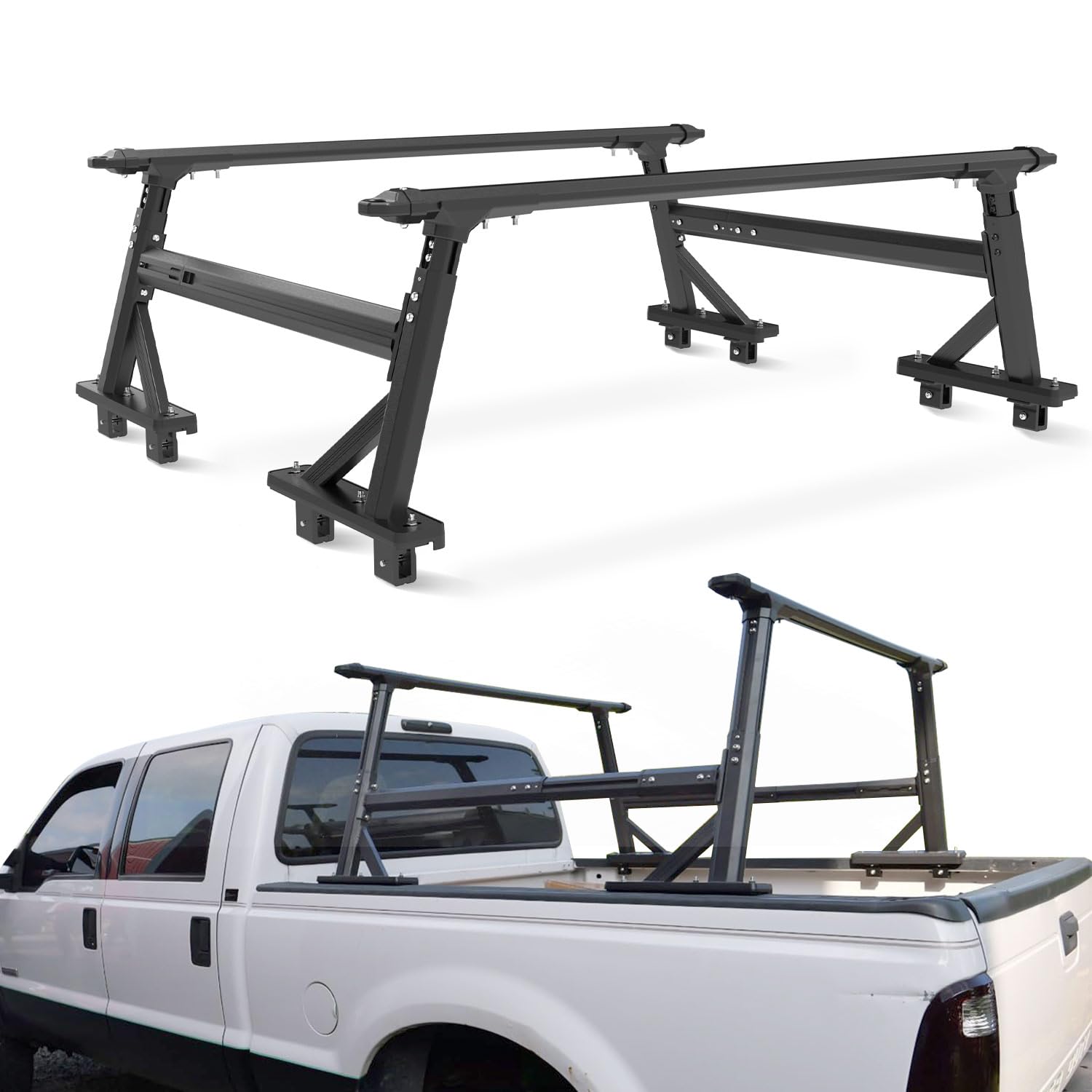 Photo 1 of AUXPACBO 800LB Extendable Bed Rack Compatible with All Modern Trucks, Adjustable Height Heavy Duty Ladder Rack for Cargo Rack Camper Rack Truck Bed Rack