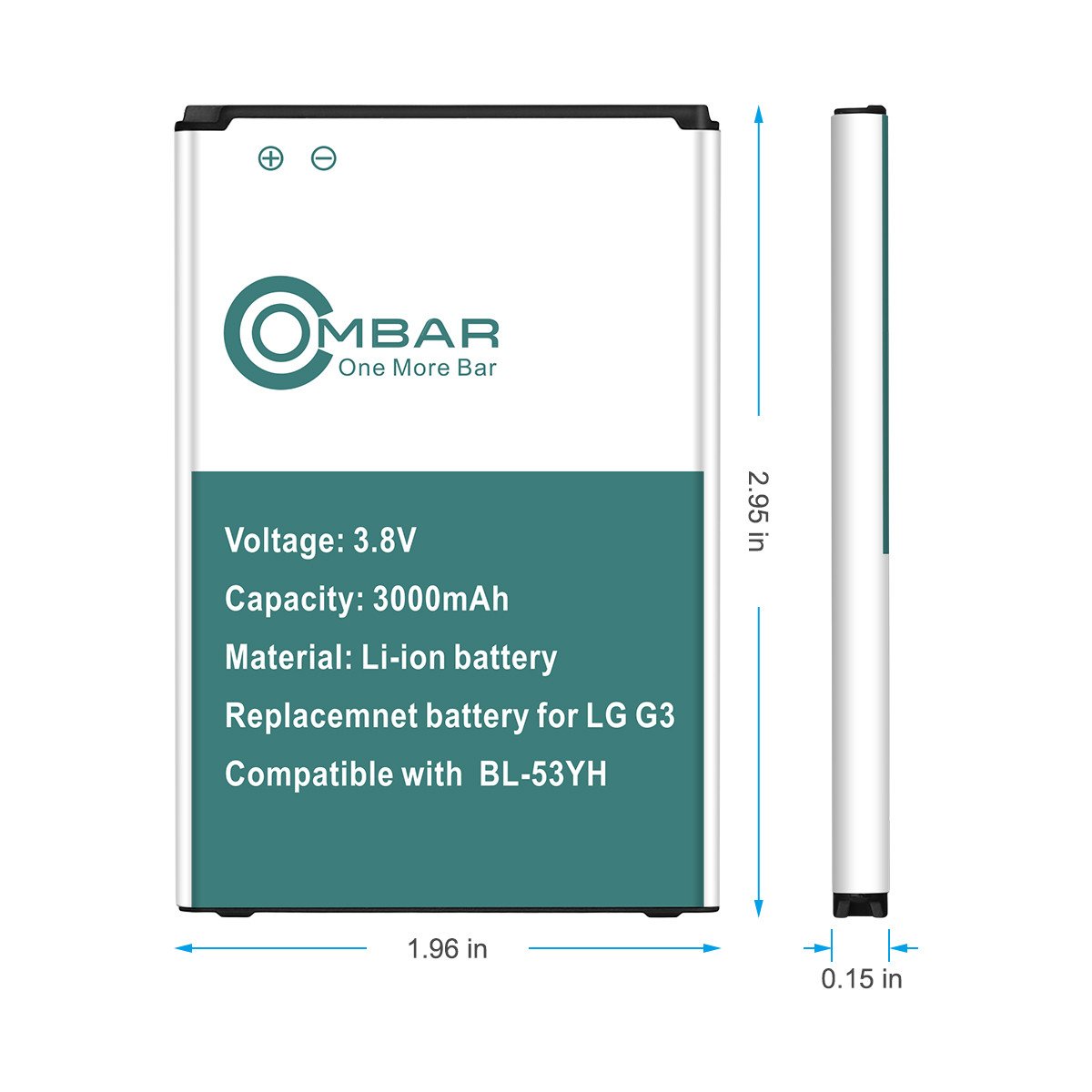 Ombar 3000mah Replacement Battery for LG G3, BL-53YH Battery, 12-Month Warranty