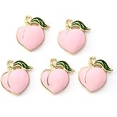 KitBeads 10pcs Enamel Peach Fruit Charms Sweet Style Summer Kawaii Pink Peach Charms for Jewelry Making Bracelets Necklace Bulk