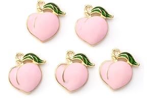 KitBeads 10pcs Enamel Peach Charms Sweet Style Fruit Charms Summer Kawaii Pink Peach Charms for Jewelry Making Bracelets Necklace Bulk