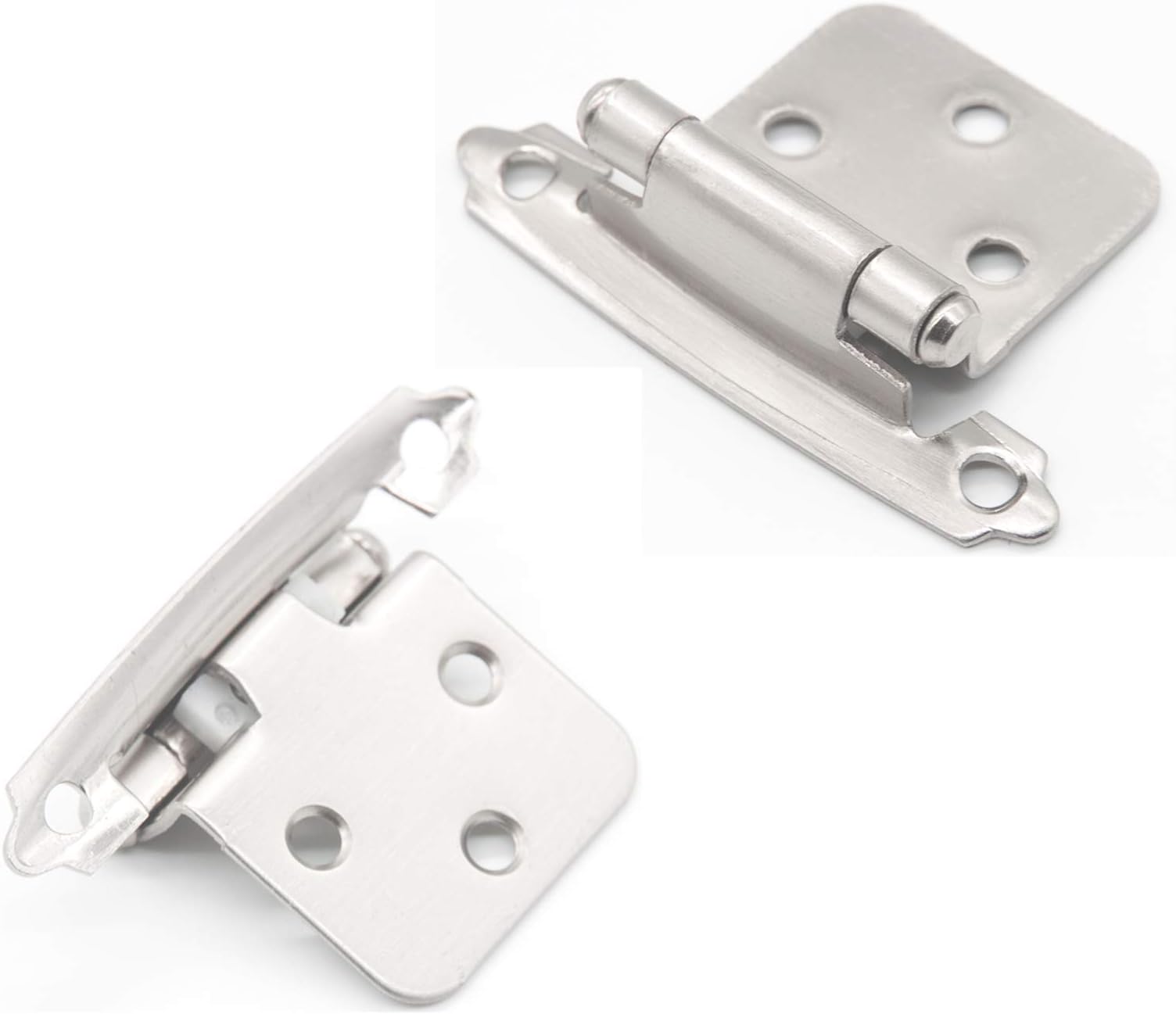 MOSILVERON Overlay Cabinet Hinges, for Face Frame Overlay Cabinets, Kitchen/Bathroom, Variable, Self Closing (30 PCS, Satin Nickel)
