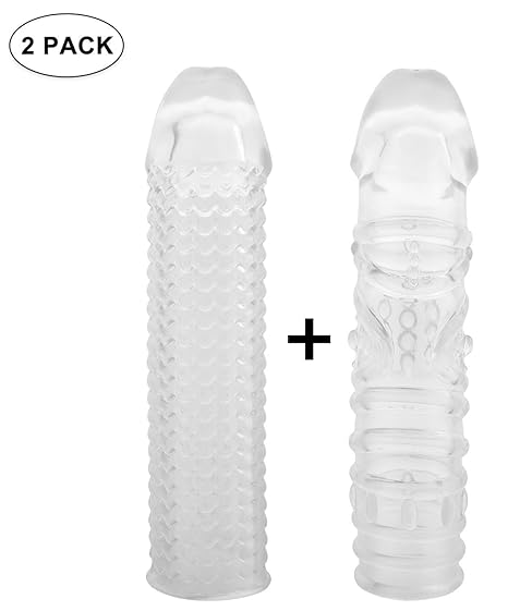 Enlove Deluxe Penismanschette Transparent Penishülle 2er Set Hohe Elastizität Penis Sleeve zur Penisverlängerung Erektionsste
