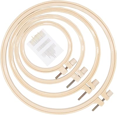 LAMXD 4Pcs Embroidery Hoop Set 3.5 4.7 6.2 8 inch with Gold Eye Needles