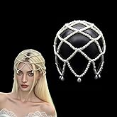 Retro White Pearl Hair Cap Boho Pearl Head Chain Roaring 1920s Flapper Cap Headpiece Elegant Great Gatsby Hair Accessories for Bridal Weddings Art Decor Parties Prom