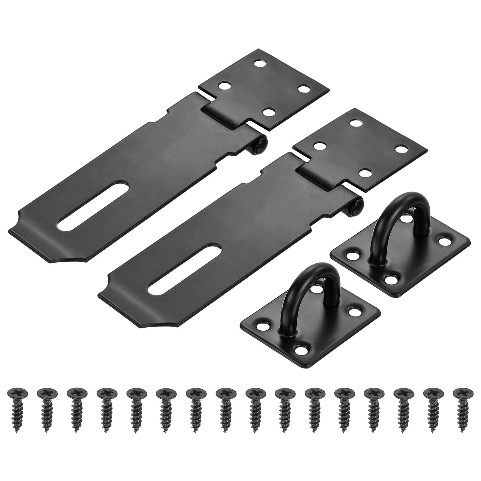 PATIKIL 4 Inch Door Hasp Latch, 2 Pack Stainless Steel Barn Door Security Padlock Hasp Lock Latch for Door Window Drawer Toolbox Garage, Black