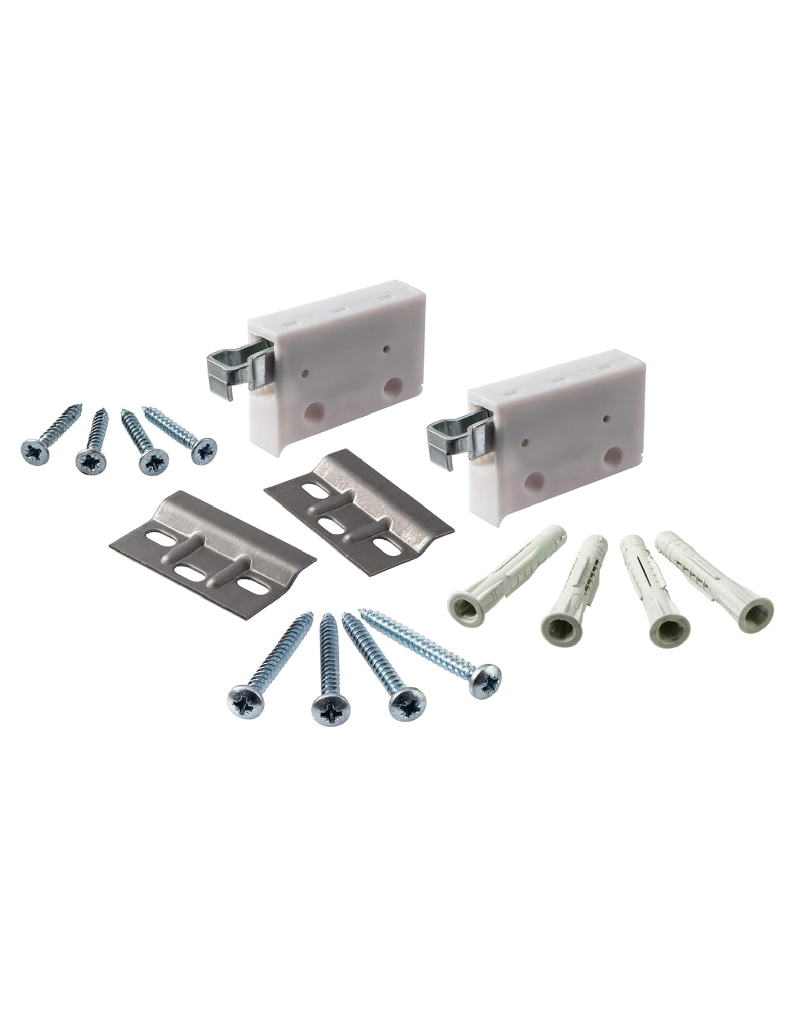 Gedotec Cupboard hanger with mounting rail white | Load capacity 150 kg | 1 complete set - Furniture hanger with support plate & wall unit mounting material | H10630 | Cupboard brackets and wall rails