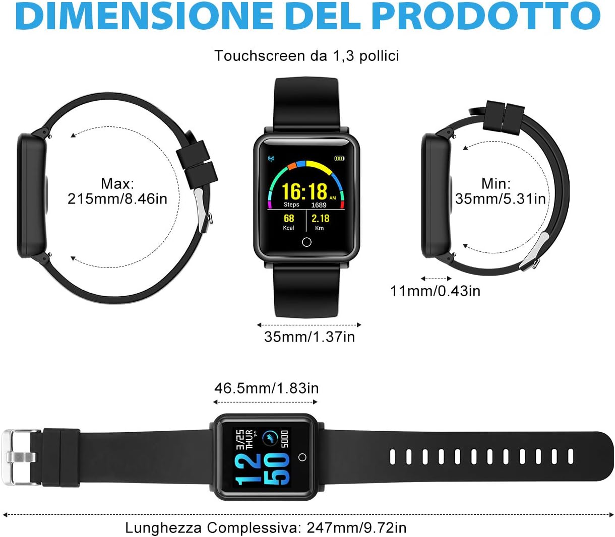 Smartwatch Impermeable IP68, Mesa de Smart Watch Reloj Fitness ...