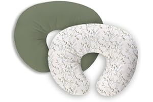 LETHOOLY Nursing Pillow Cover, 2 Pack Stretchy Removable Nursing Covers for Breastfeeding Pillows, Ultra Soft Newborn Feeding Pillow Cover for Baby Girl and boy, Willow and sage Style
