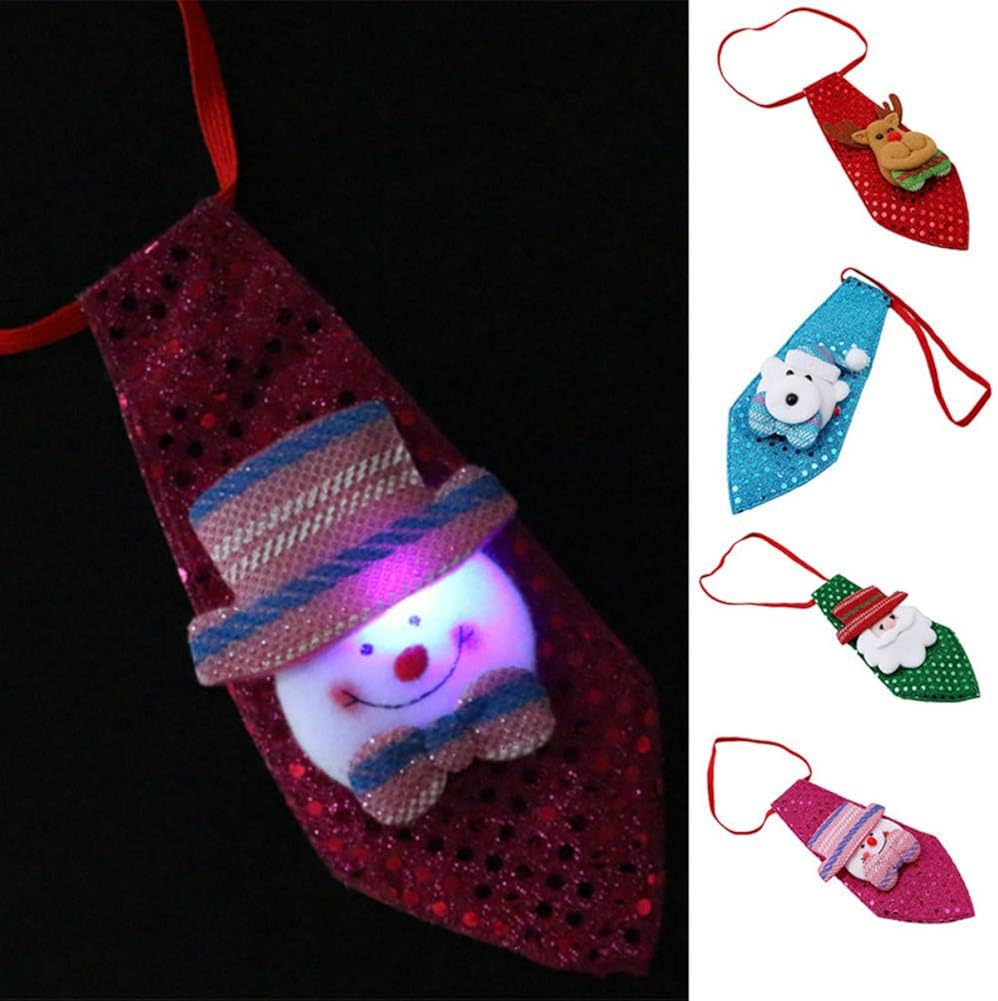 Booluee 4 Pack Christmas Children Tie Neckties, Boy's Christmas Tie, Sequin Holiday Necktie for Christmas Party Costume Accessories: Clothing