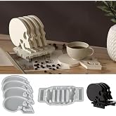 5 Pcs Skull Coaster Epoxy Resin Molds Silicone with Holder, Halloween Skull Coasters Molds Holder Set for Epoxy Resin, DIY Art Craft Cup Mats