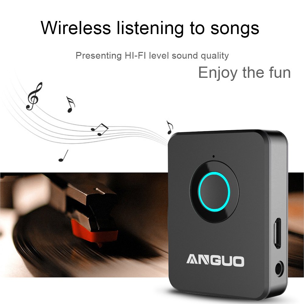 Bluetooth Transmitter and Receiver, ANGUO 2-in-1 3.5mm Audio Wireless Adapter for Speaker TV Home Stereo System