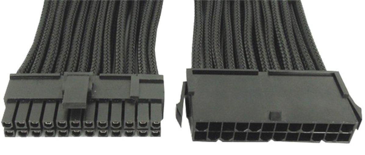 Gelid Solutions Cable 24 PIN EPS | Single Sleeve Black | AWG 18 | Sizes 30cm | Color: Black